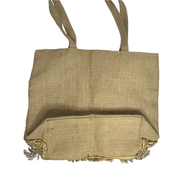 Salt + Umber Isla Jute Seashell Beach Straw Tote‎ Bag With Fringe - Picture 6 of 9
